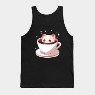 Cute Coffee Cat Cup Tank Top